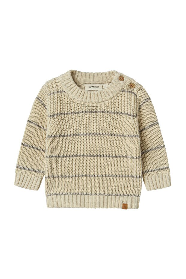 NBMEMLEN LS STRICK-STREIFENPULLOVER LILA - 1