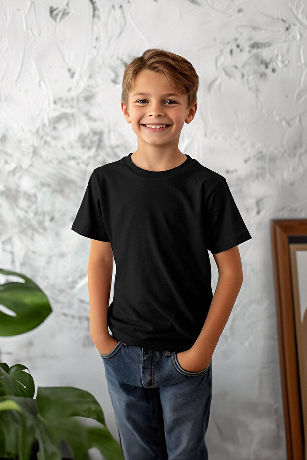 Siyah 3'lü Unisex Pamuklu Basic Regular Kalıp Kısa Kol Örme T-Shirt TKDSS24TS00019 - 6