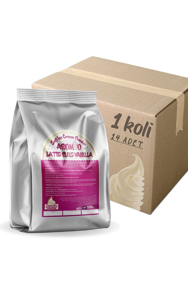 14 Adet (1 KOLİ) Vanilyalı Soft Dondurma Tozu Latte Plus (SÜT İLE YAPILIR) 1.250gr - 1