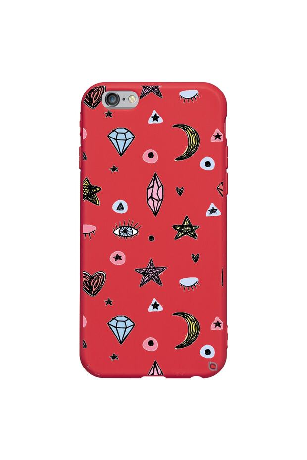 iPhone 6 6S Colorful Moon Diamond Star Patterned Silicone Case with Velvet Inside