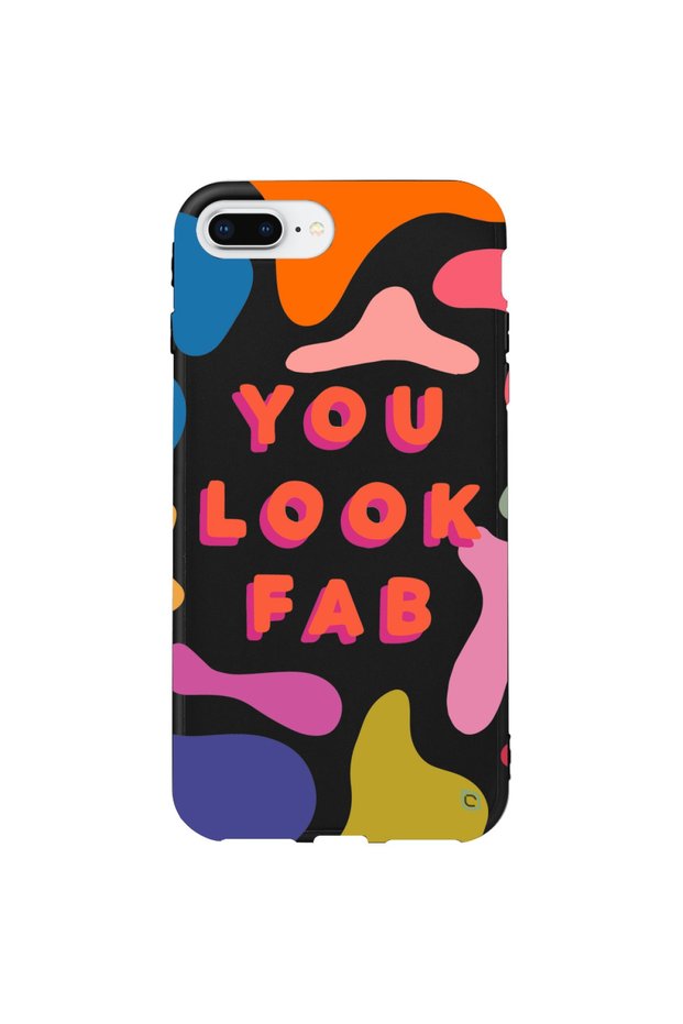 iPhone 8 Plus Colorful You Look Fab Patterned Silicone Case with Velvet Inside
