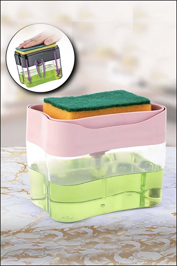 Hambag Container Pump and Sponge Liquid Soap Dispenser Pink
