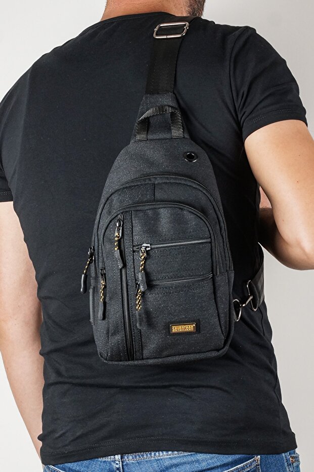 Kanvas Çapraz Sırt Ve Omuz Çantası Siyah 3473 - 1