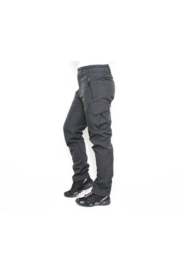 بنطلون شتوي ذو جيب رمادي للرجال - 3