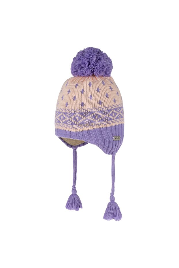 1-3 Years Narrow Fit Baby Beanie with Purple Pompom