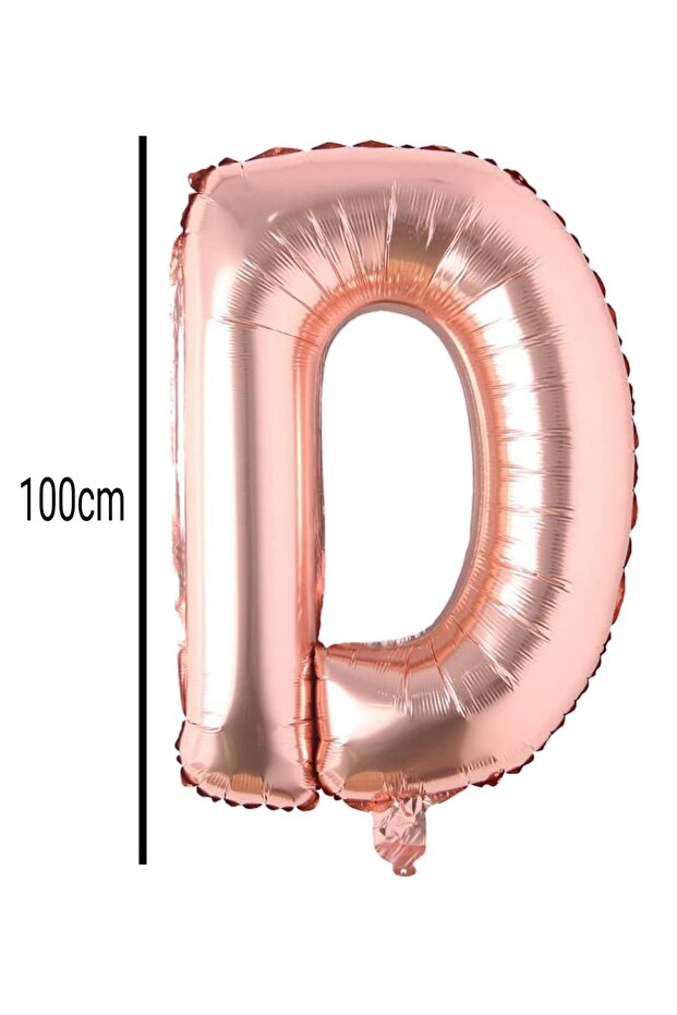 Letter D Foil Birthday Balloon Rose Gold (100cm)