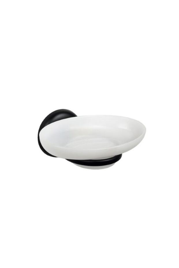 Solid Soap Dish Wall Mounted Plastic Black - 1