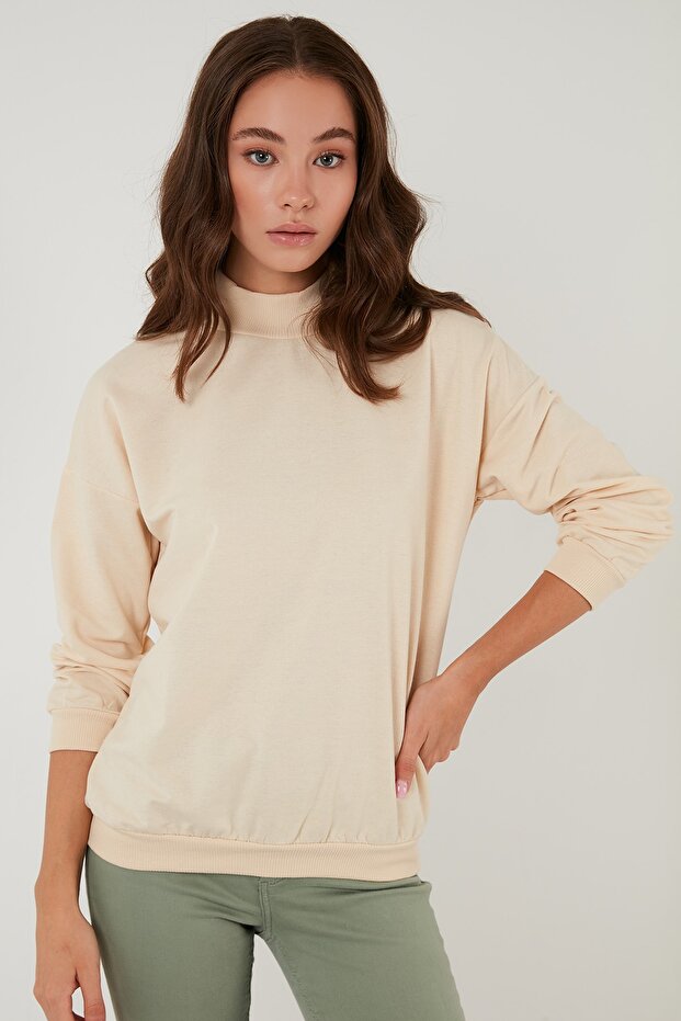 Dik Yaka Basic Örme Sweat Bayan Sweat 5863323 - 3