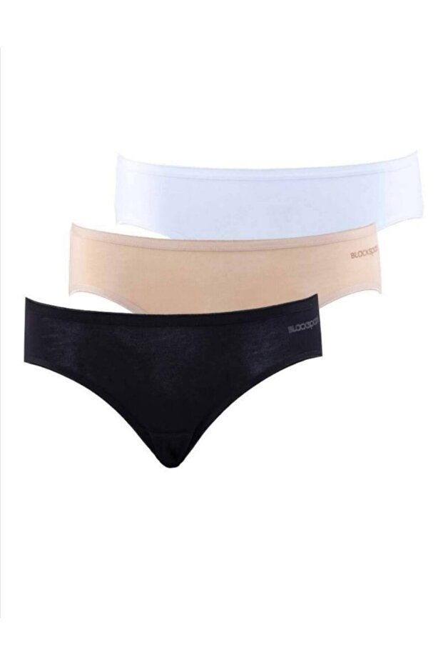 Women's Black+white+tan 3-Piece Bikini Panties