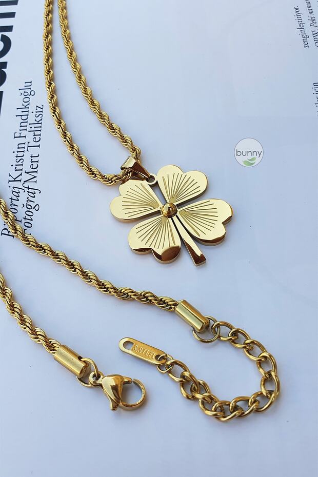 Çelik Yonca Kolye 60 Cm - 2