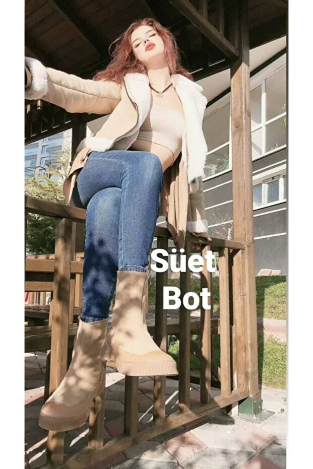 Kadın Süet Bootie - 4