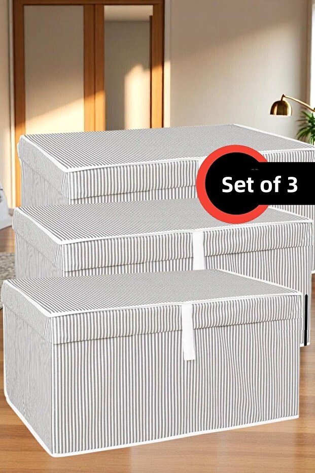 3 Boxes with Lid Hurç Mega Size 60X40X30 cm - 1