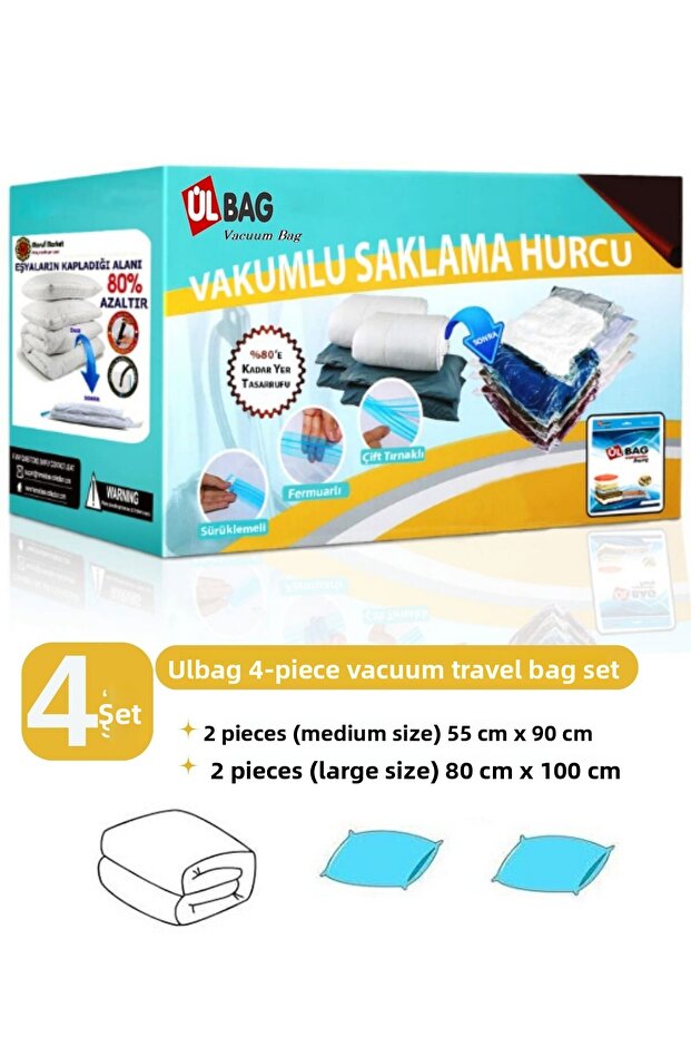Summer Set of 4 75 Micron Extra Thick Vacuum Bags (2Ad=80X100 2Ad=55X90)
