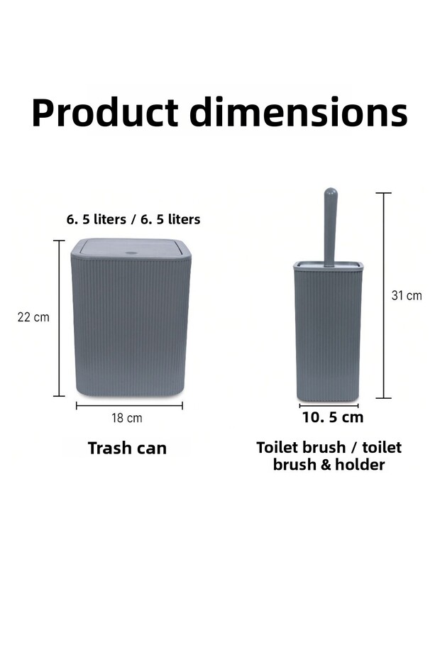 Square Bathroom Set - Line 2, Trash Can and Wc Brush - 8
