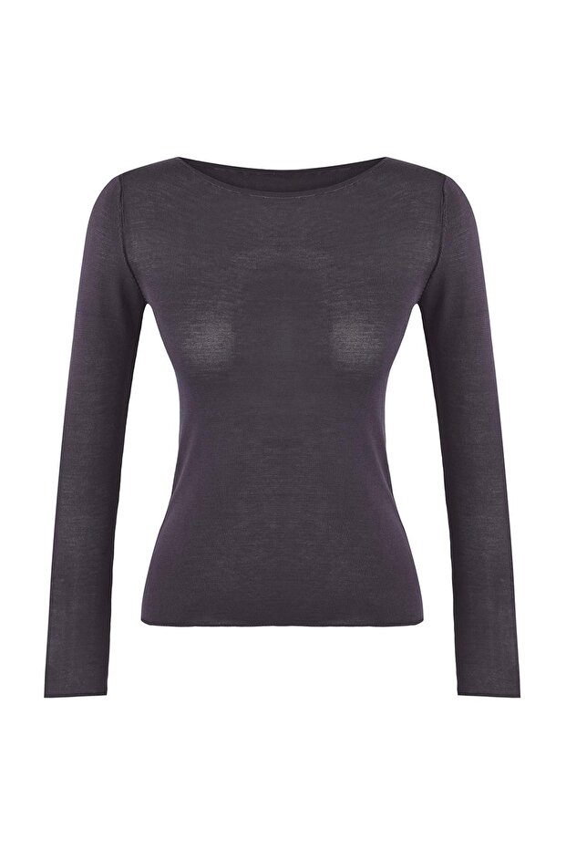 Wardrobe Essentials Anthrazit Basic Dünner Strickpullover | TWOAW26KZ00112 - 5