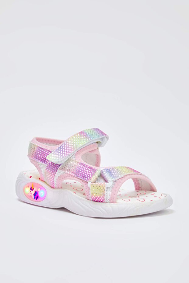 Pembe Renk Bloklu Işıklı Küçük Kız Çocuk Kids Spor Sandalet TAKSS25SD00070 - 3