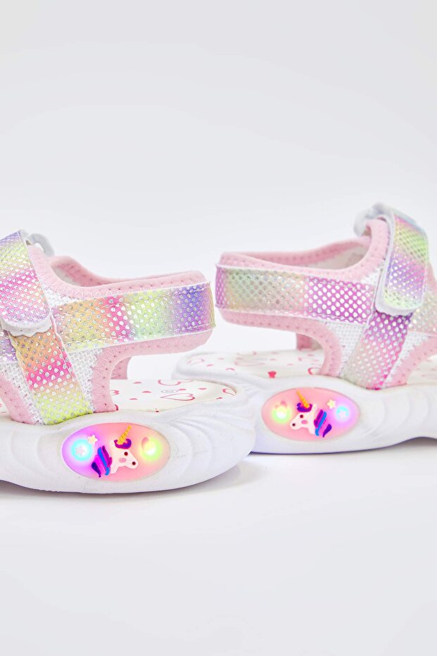 Pembe Renk Bloklu Işıklı Küçük Kız Çocuk Kids Spor Sandalet TAKSS25SD00070 - 4