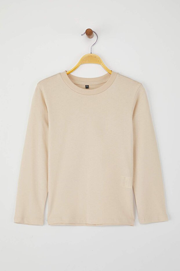 Siyah-Taş-Haki 100% Pamuk 3'lü Düz/Basic Regular Örme Erkek Çocuk Okul T-Shirt TKDAW26TS00004 - 3
