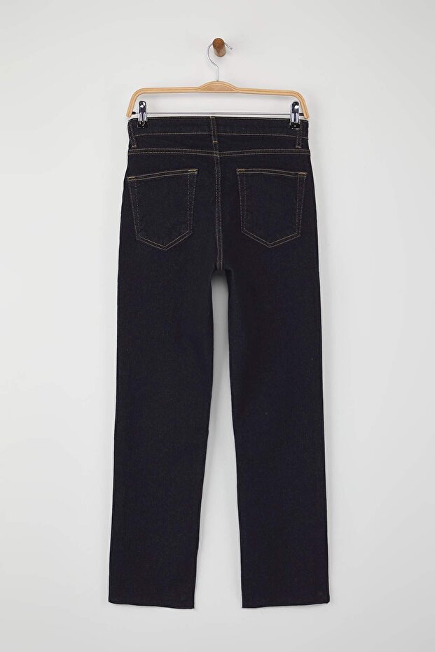 Koyu Mavi Yüksek Bel YENİ MOM Orta Esnek Jeans TWOAW26JE00026 - 7