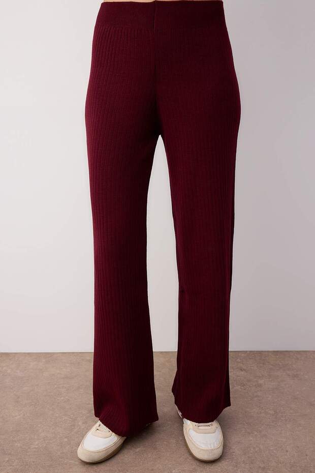 Bordo Geniş Kalıp Basic Fittilli Triko Alt-Üst Takım TWOSS20AU0084 - 3