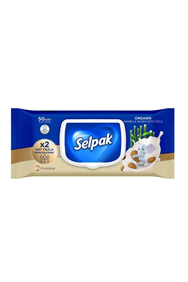 Organic Bamboo Extract & Almond Milk Extract Wet Wipes 50 Pcs