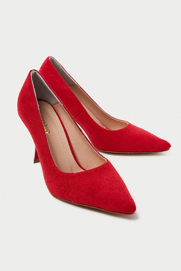 Genuine Leather Mb970-Kr Women's Thin 9 cm Heels Red Suede Stiletto & Heels Shoes