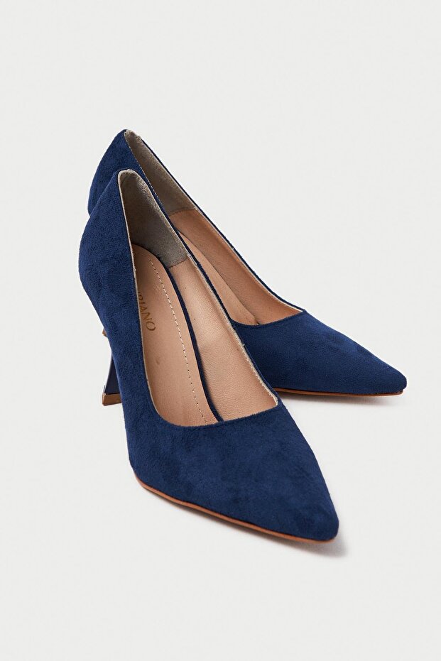 Genuine Leather Mb970-Lcv Women's Thin 9 cm Heels Navy Blue Suede Stiletto & Heels Shoes