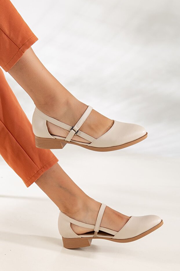 Béžové topánky Mary na nízkom podpätku - 6