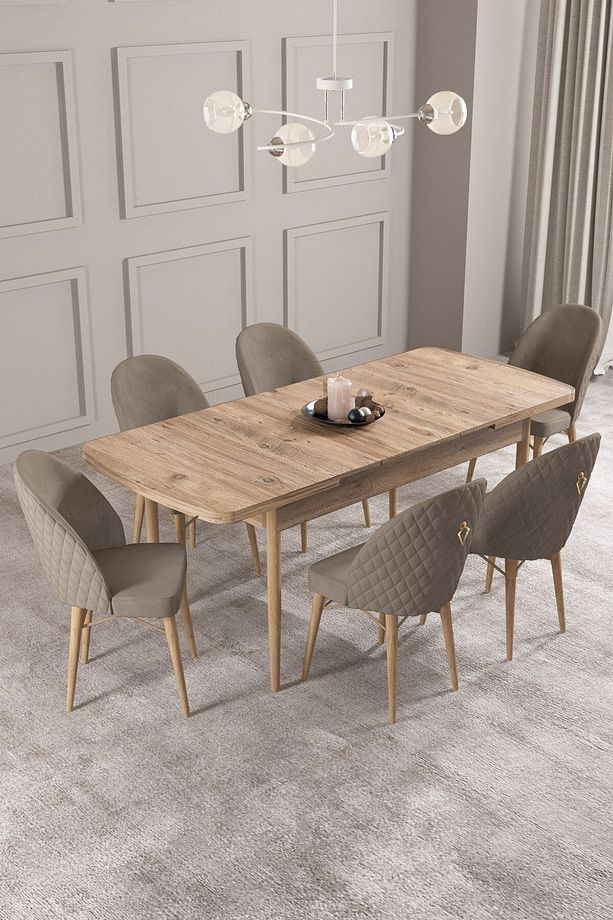 Calvin Atlantik 80x132 Mdf Açılabilir Mutfak Masası Takımı 6 Adet Sandalye - 2
