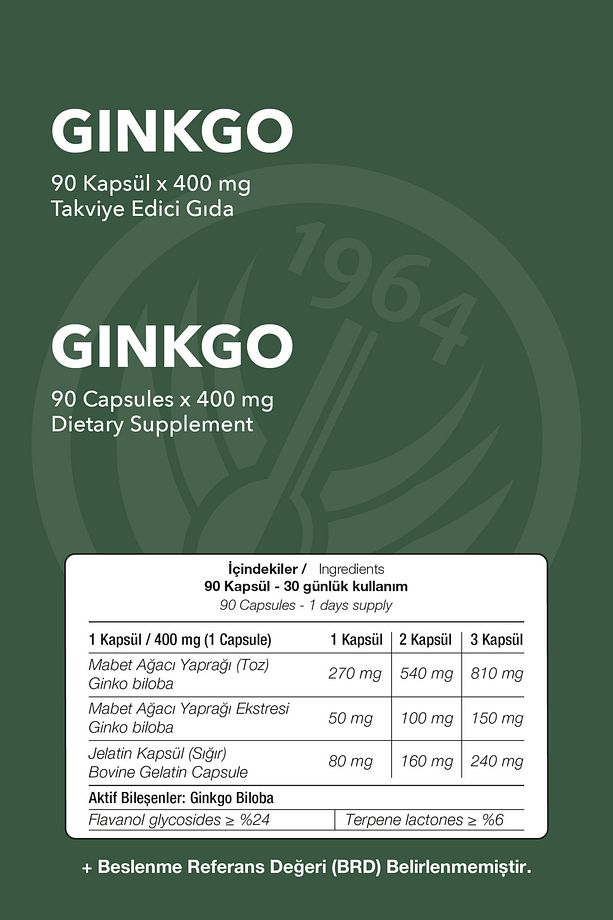 Ginkgo Biloba Ekstresi Kapsül 90 x 400mg Sepe Natural - 2
