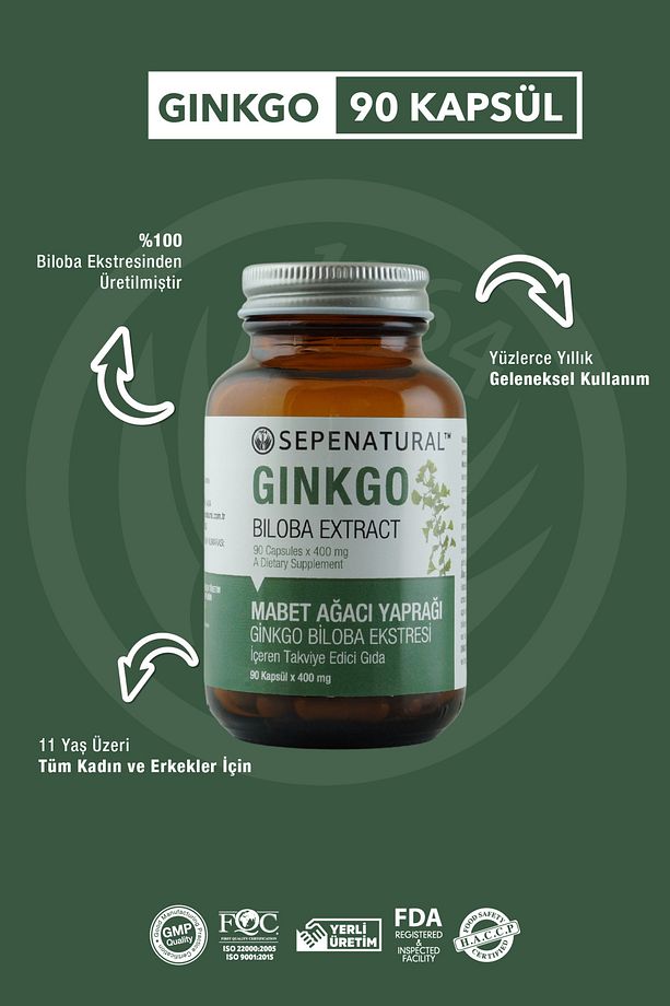 Ginkgo Biloba Ekstresi Kapsül 90 x 400mg Sepe Natural - 3