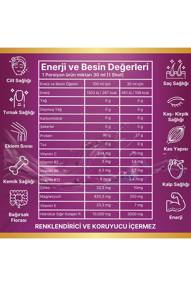 Sığır Kolajenli, KONSANTRE Vitaminli Ve Proteinli Sıvı Içecek Karpuz-Çilek Aromalı 40 Porsiyon - 3