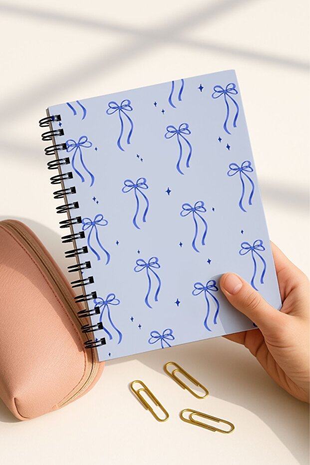 Spiral Unlined School Notebook Set, A5 / 50 Sheets 100 Sheets Set of 4, Bow Set - 7