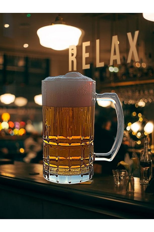 Paşabahçe Cam Kalitesi-430 CC-ML-4 Adet-4 Kişilik-Kulplu-Dubai Pub Club Bira Bardağı. - 2