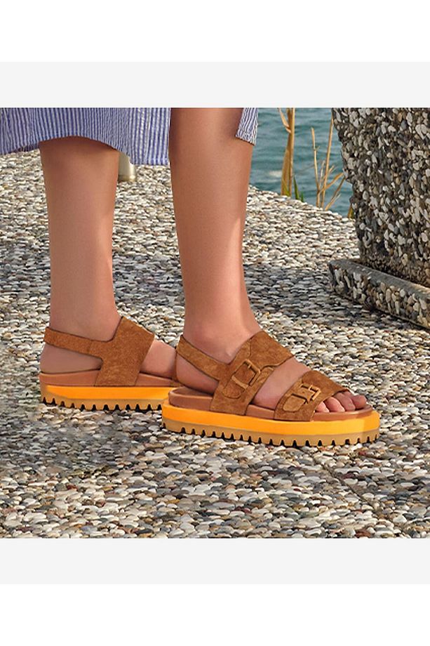 Kadın Taba Süet Hakiki Deri Sandalet 4Y2AS59062 - 3