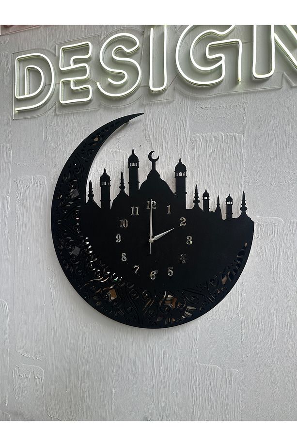Camii Motif Dekoratif Ahşap Tasarım Duvar Saati - 7