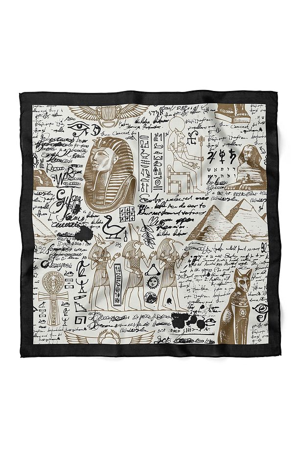 Mısır Motif Desen Bandana Fular 50x50 Cm - 2