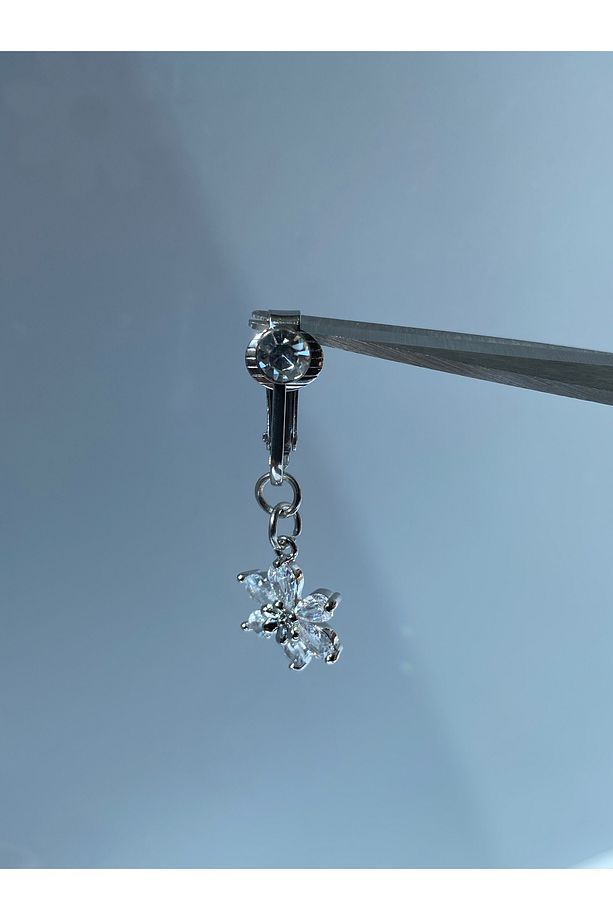 Çelik Göbek Piercing Mıknatıslı Sıkıştırmalı Kullanımlı Çiçek Model - 5
