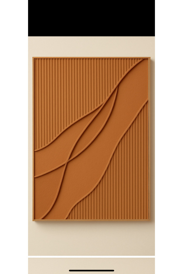 Modern Pinterest Tablo El Yapımı 3D Doku Pastel Terracota Turuncu - 1