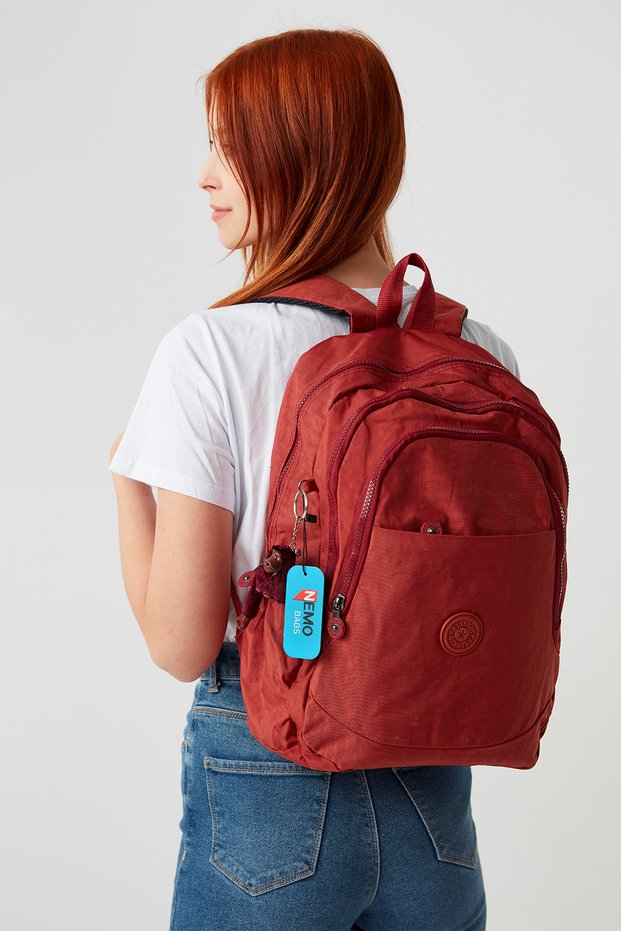 Unisex Burgundy Backpack Daily Use School Bag 14 Inch Laptop Travel Bag 40x30x15cm