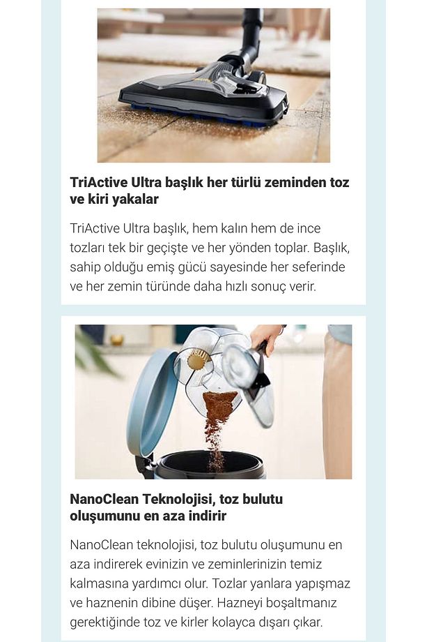 Turbo Başlıklı Yıkanabilir HEPA Filtreli Premium Emiş Güçlü Torbasız Süpürge - 2