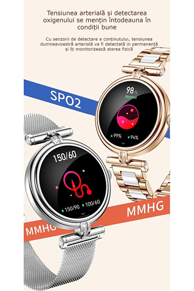 Ceas smartwatch de dama cu 2 bratari GBV LOGIC,bluetooth, ritm cardiac, somn,monitorizare calorii - 6