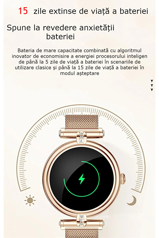 Ceas smartwatch de dama cu 2 bratari GBV LOGIC,bluetooth, ritm cardiac, somn,monitorizare calorii - 7