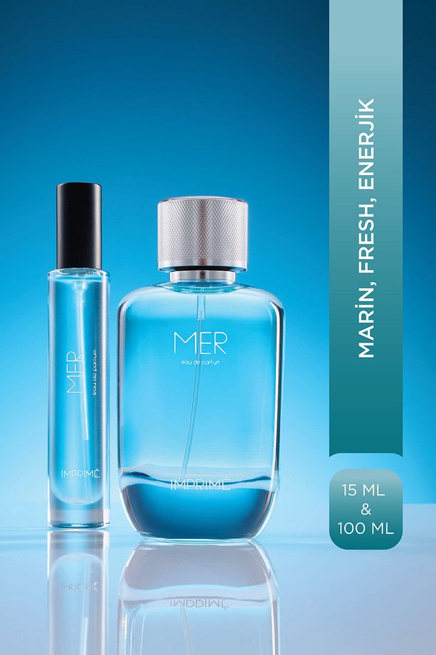 Mer EDP 100 ml & Seyahat Boy 15 ml Erkek Parfüm Seti I Marin Ve Fresh I Deniz, Bergamot, Sandal - 1