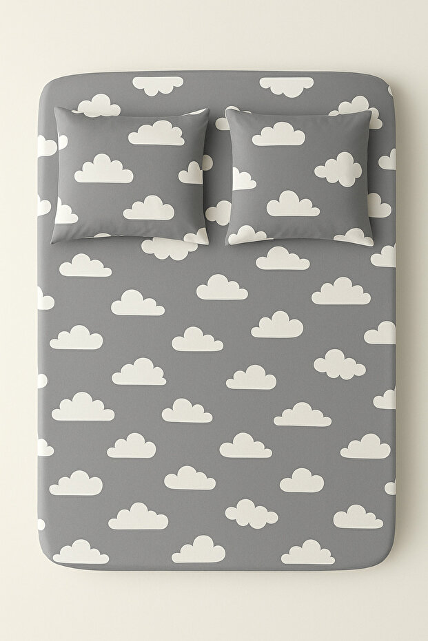 طقم ملاءة جاهزة مزدوجة اللون من الساتان القطني بنسبة 100% - 2