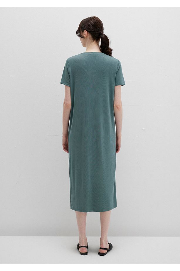 Tencel TM Modal Yeşil Midi Elbise 1310777-71917 - 5