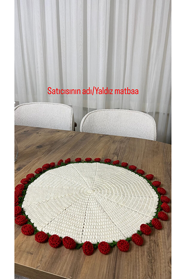 Örgü gül buketi,masa örtüsü - 1