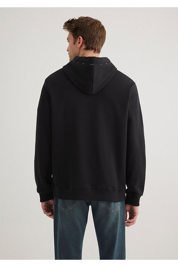 Kapüşonlu Siyah Sweatshirt 0S10330-900 - 4