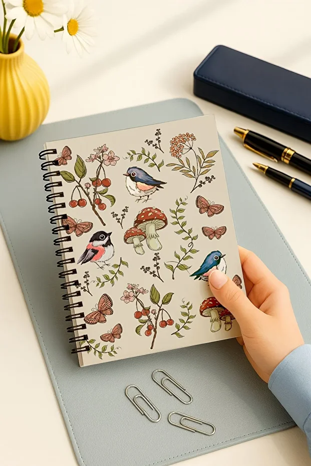 2'li Çizgisiz Defter Seti, A5 Boyutunda 50 Yaprak 100 Sayfa 2'li Set, Arılı - 3