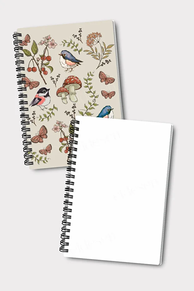 2'li Çizgisiz Defter Seti, A5 Boyutunda 50 Yaprak 100 Sayfa 2'li Set, Arılı - 5